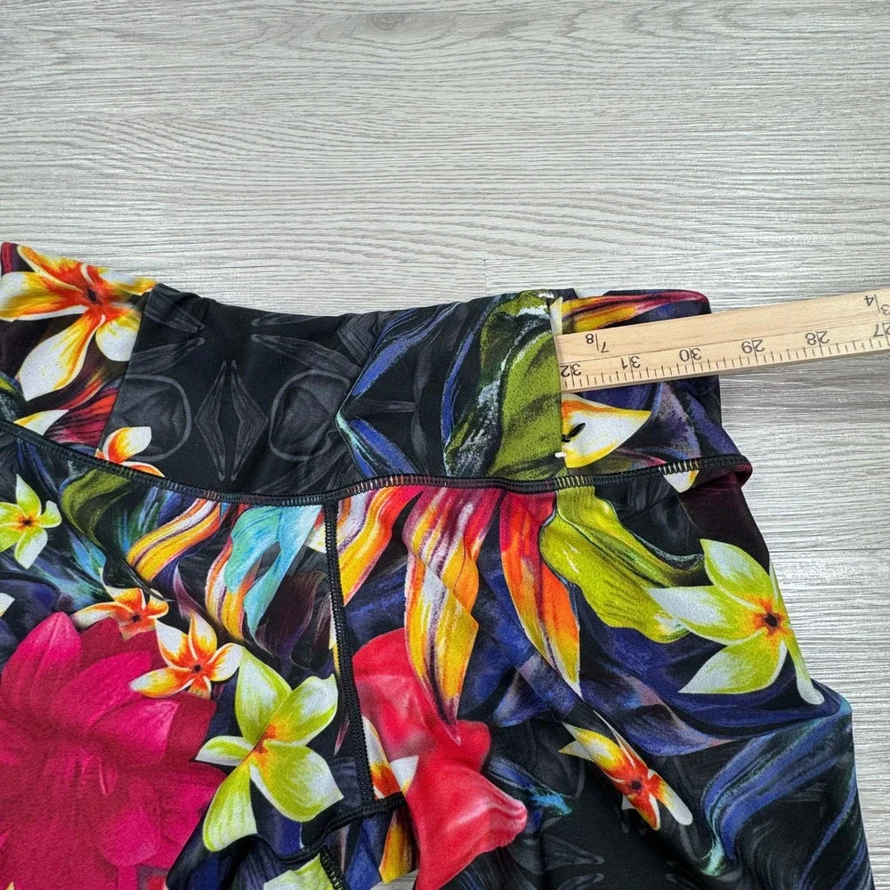 CALIA Women's Leggings Tropical Floral Print Multicolor Capri Cropped Yoga Pants
